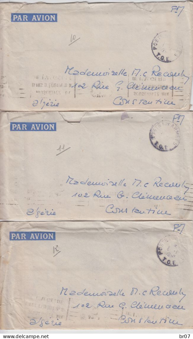 INDOCHINE LAC X 24 1950 POSTE AUX ARMEES T.O.E. (22/09 AU 27/10/1950) => CONSTANTINE ALGERIE  SCANS - Lettres & Documents
