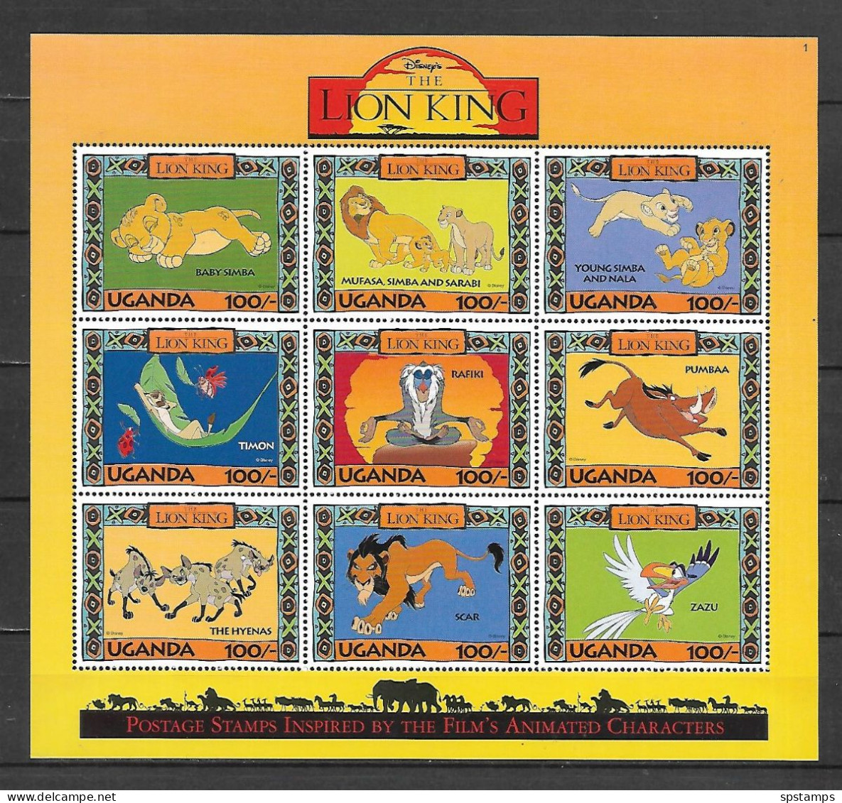Disney Uganda 1994 Lion King Sheetlet #1 MNH - Disney