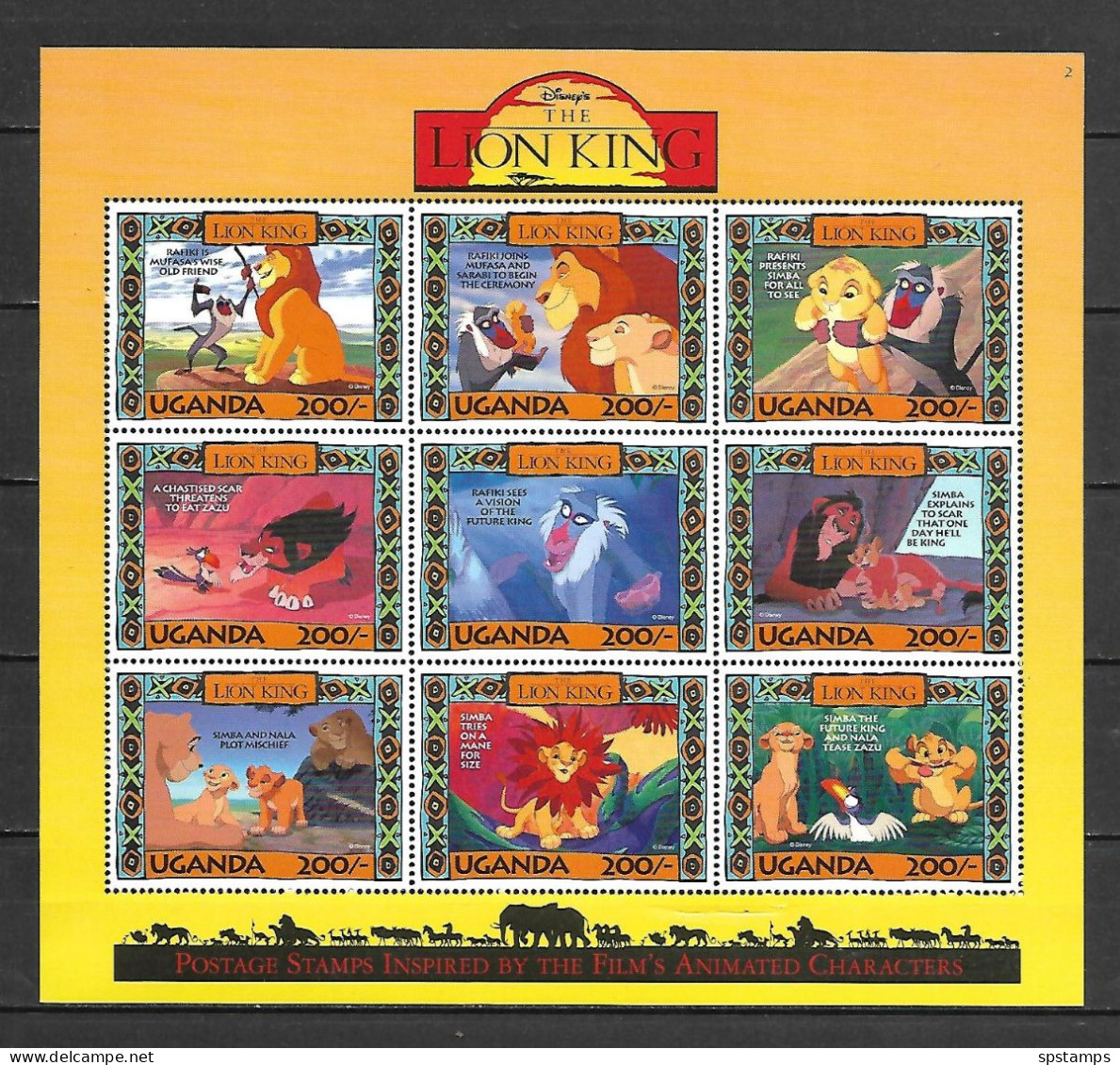 Disney Uganda 1994 Lion King Sheetlet #2 MNH - Disney