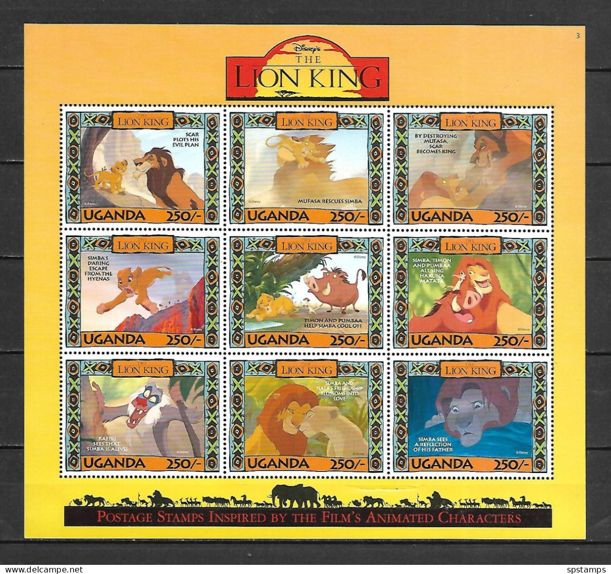 Disney Uganda 1994 Lion King Sheetlet #3 MNH - Disney
