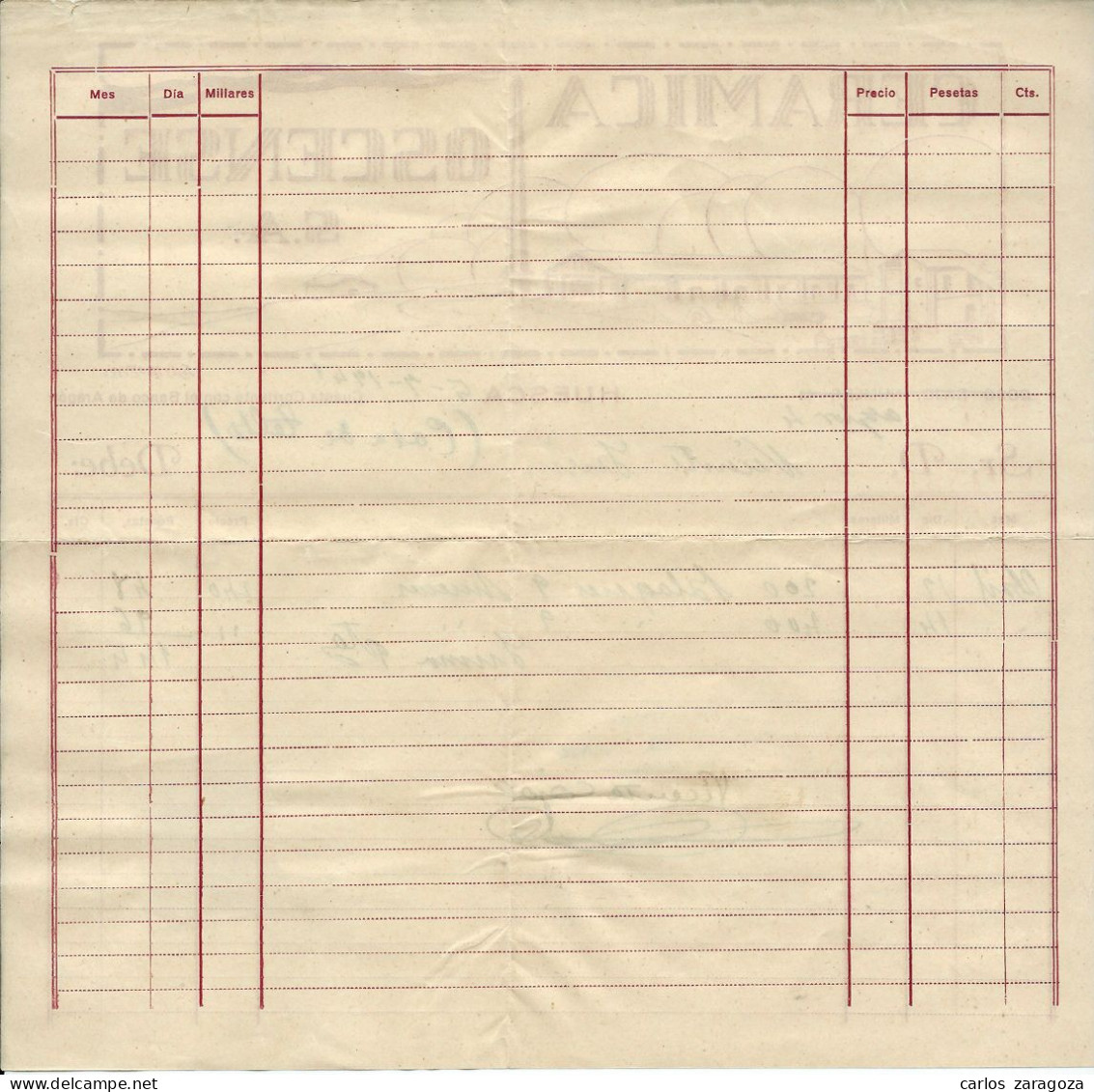 ESPAÑA 1941 — Timbre ESPECIAL PARA FACTURAS Y RECIBOS 15 Cts — Sello Fiscal En Factura Completa - Steuermarken