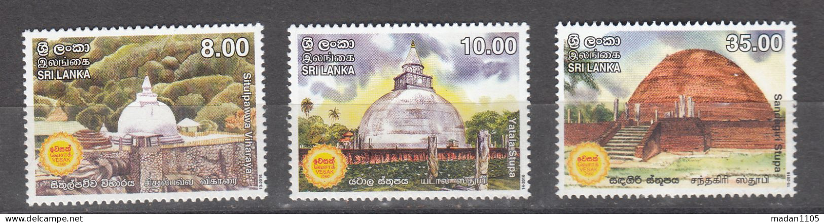 SRI LANKA ,  2016,  Vesak, Set 3 V, MNH, (**) - Sri Lanka (Ceylon) (1948-...)