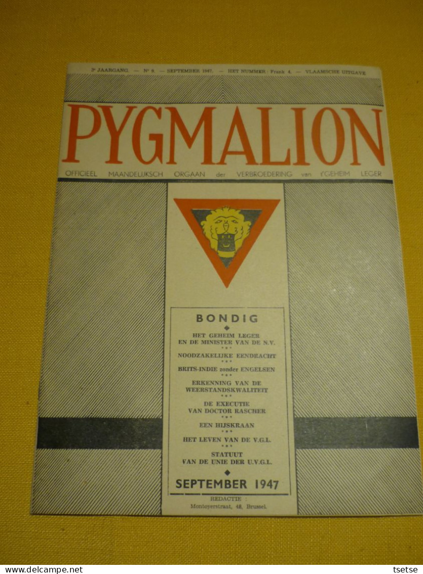 WW2 - Beoordeling / Revue-  Pygmalion / September 1947 - Sigle Piron-brigade - Guerra 1939-45