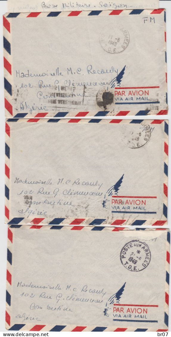 INDOCHINE LAC X 6 1950 POSTE AUX ARMEES T.O.E. (11/06 AU 21/06/1950) => CONSTANTINE ALGERIE  SCANS - Lettres & Documents