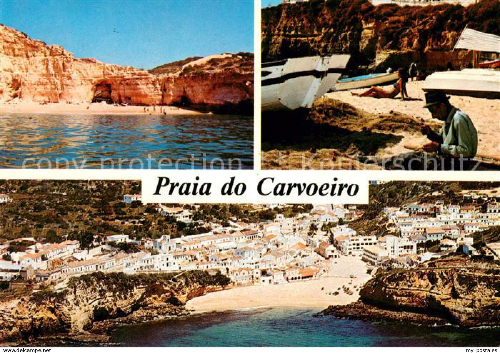 73620552 Praia Do Carvoeiro Kuestenort Algarve Fliegeraufnahme Fischer Am Strand - Other & Unclassified