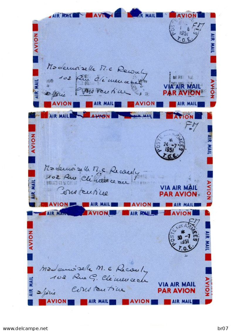 GUERRE INDOCHINE SCANS INDIVIDUELS 1951 18X LAC CORRESPONDANCES X 18 POSTE AUX ARMEES TOE FM ET SP 523352 => ALGERIE CON - Guerra D'Indocina/Vietnam