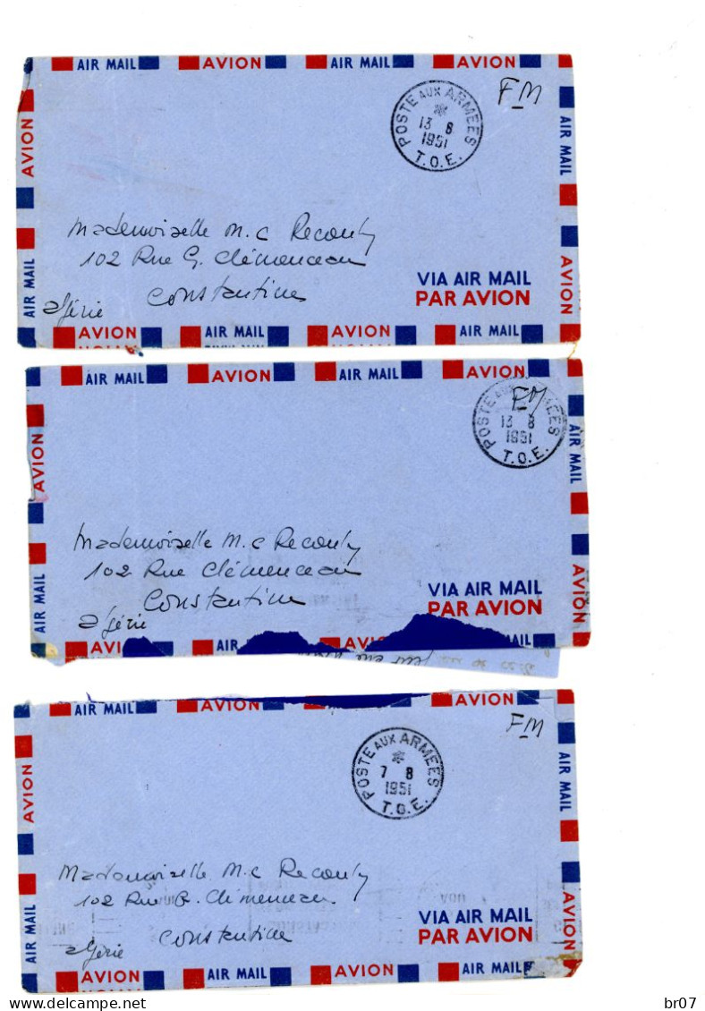 GUERRE INDOCHINE SCANS INDIVIDUELS 1951 18X LAC CORRESPONDANCES X 18 POSTE AUX ARMEES TOE FM ET SP 523352 => ALGERIE CON - War Of Indo-China / Vietnam