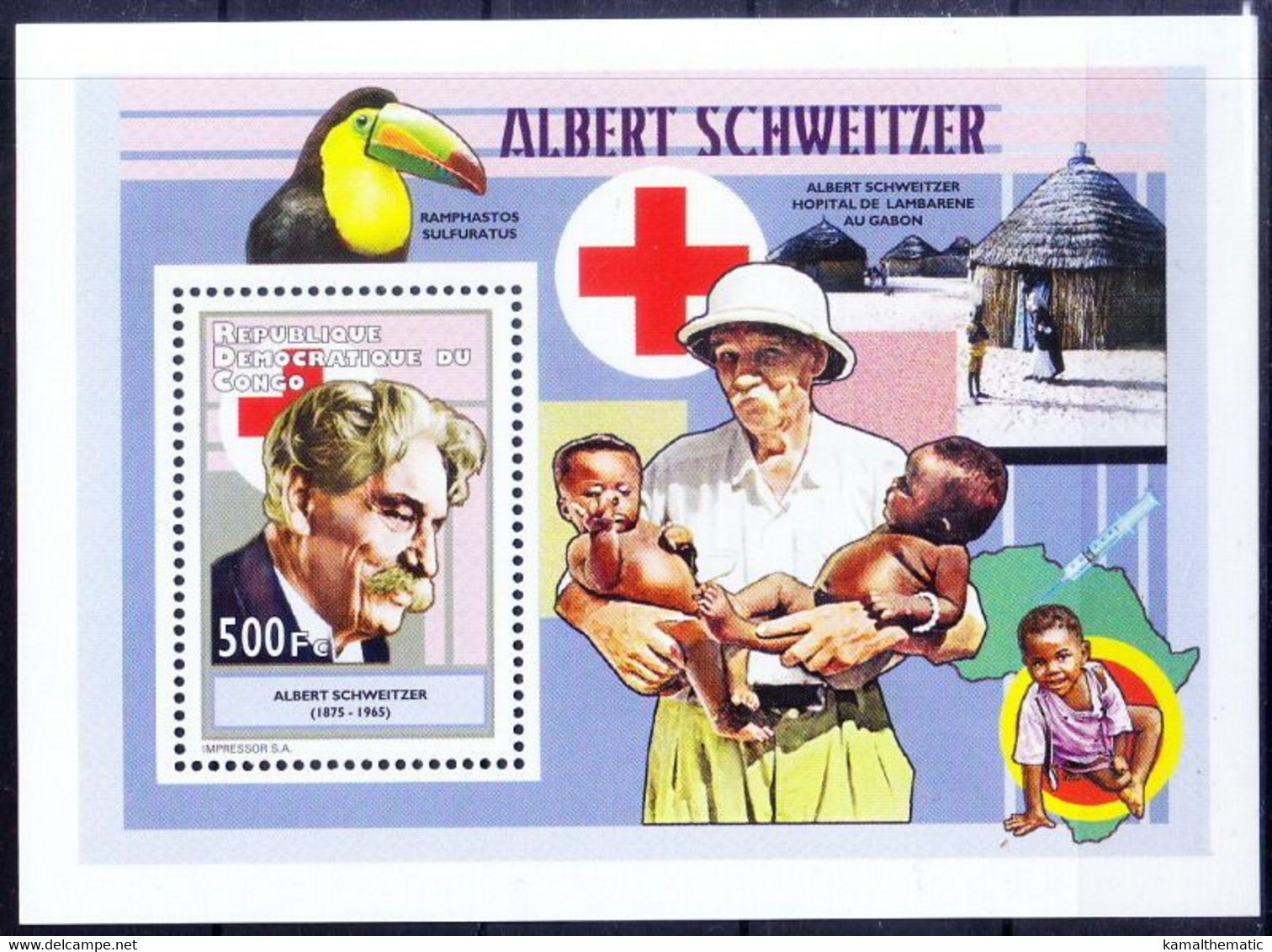 Rep. Congo 2011 MNH MS, Albert Schweitzer, Nobel Peace, Red Cross, Medicine - Albert Schweitzer