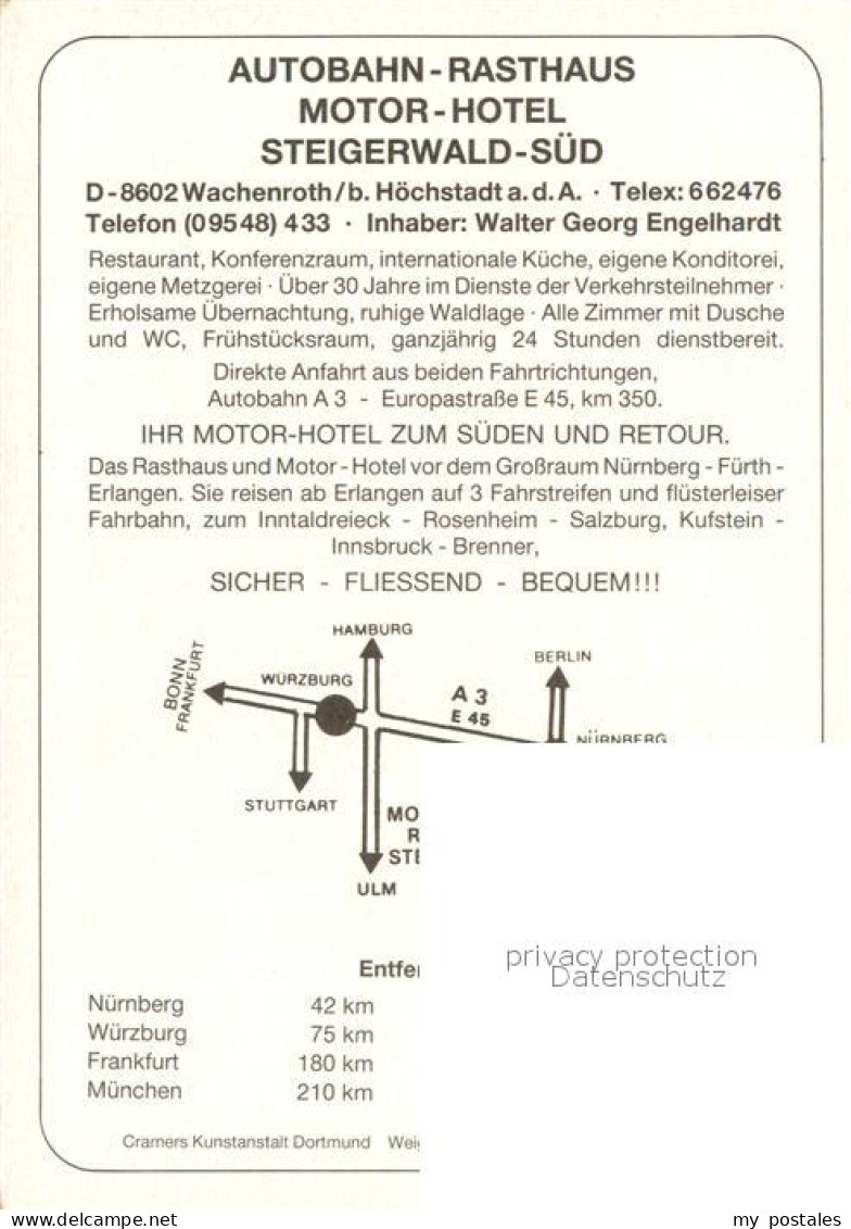 73619938 Wachenroth Autobahn Rasthaus Motor Hotel Steigerwald Sued Wachenroth - Autres & Non Classés