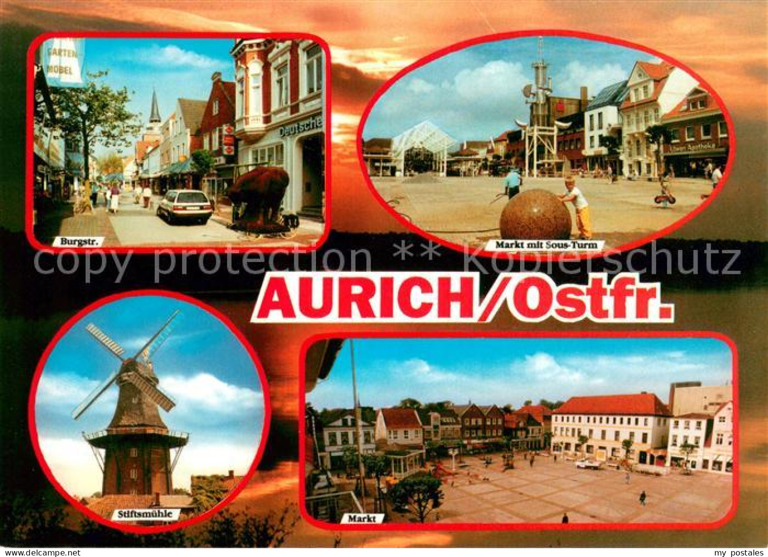 73619927 Aurich Ostfriesland Burgstrasse Markt Mit Sous Turm Stiftsmuehle Markt  - Aurich