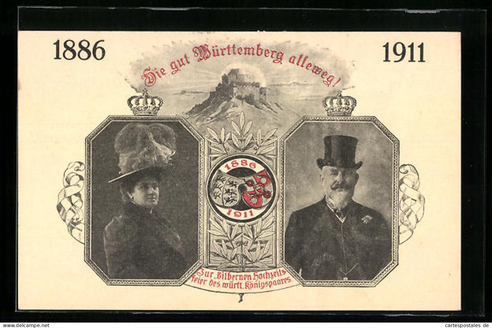 AK Silberhochzeit Des Königspaares Von Württemberg 1911, Ganzsache  - Case Reali