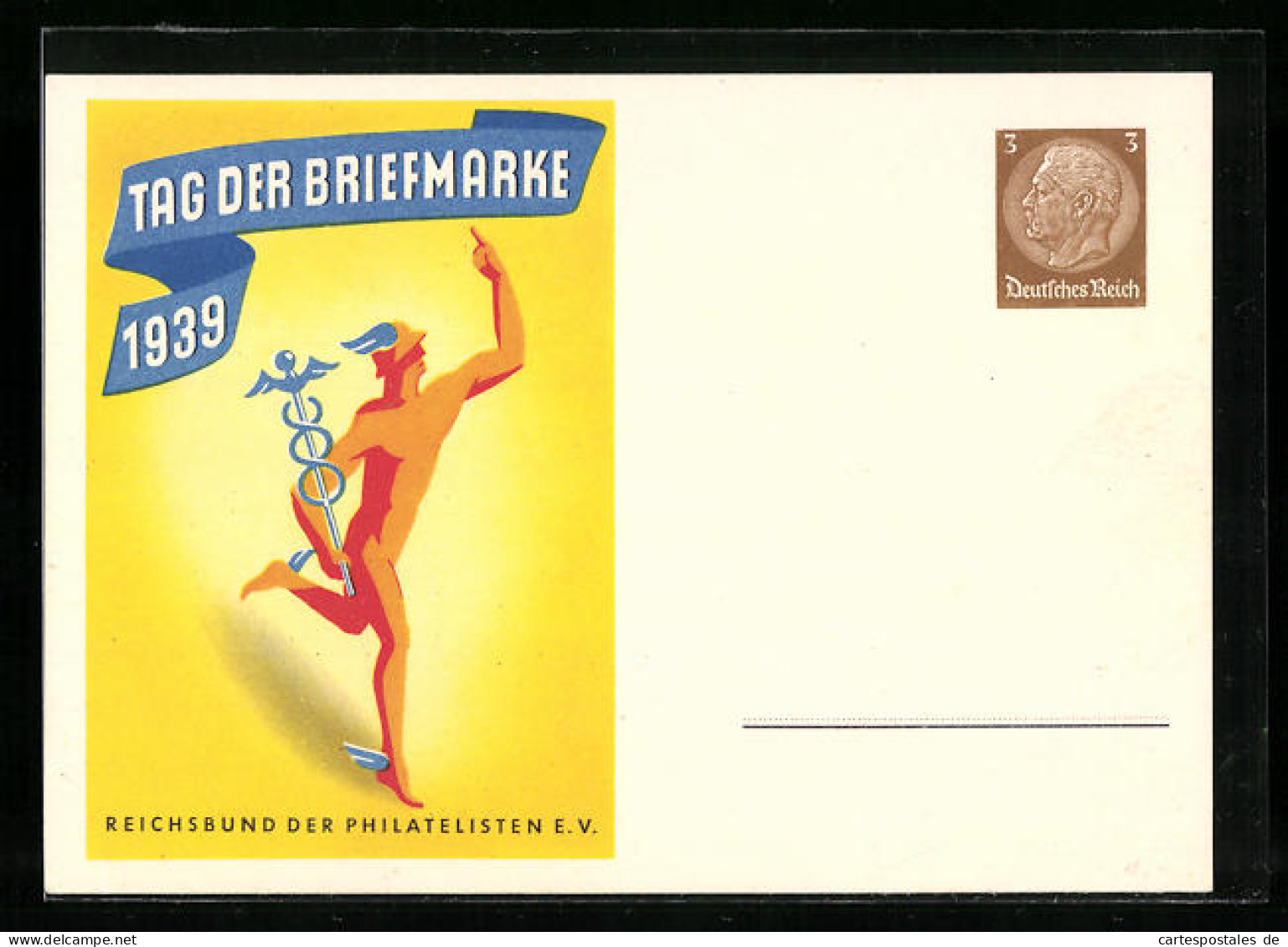 AK Ganzsache: Tag Der Briefmarke 1939, Hermes  - Briefmarken (Abbildungen)