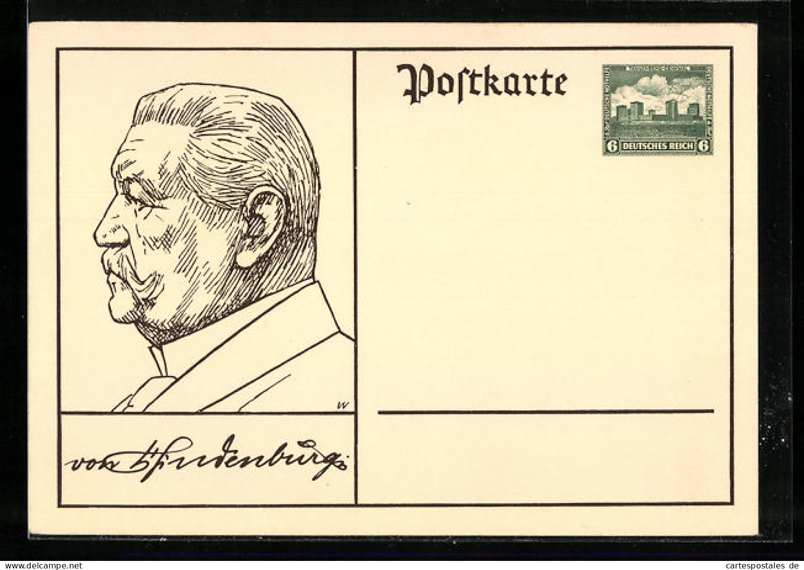 AK Paul Von Hindenburg Im Profil, Ganzsache  - Postkarten