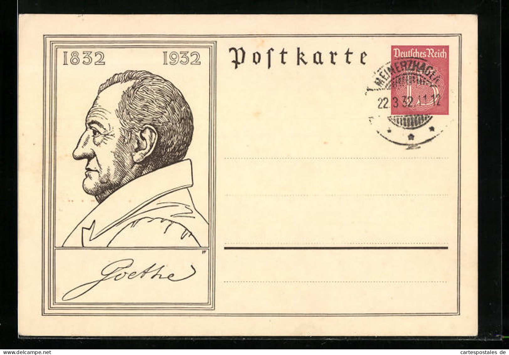 AK Profilbild Goethes, Ganzsache  - Cartes Postales