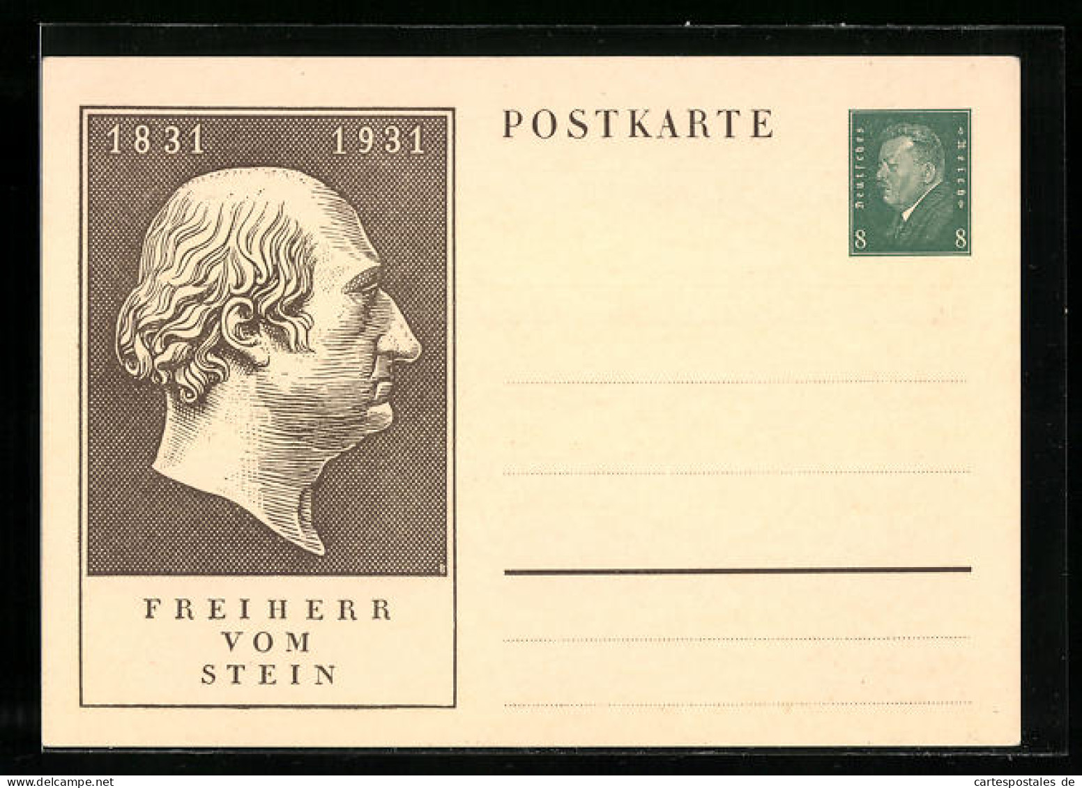 AK Bildnis Freiherr Vom Stein, Ganzsache  - Postkarten