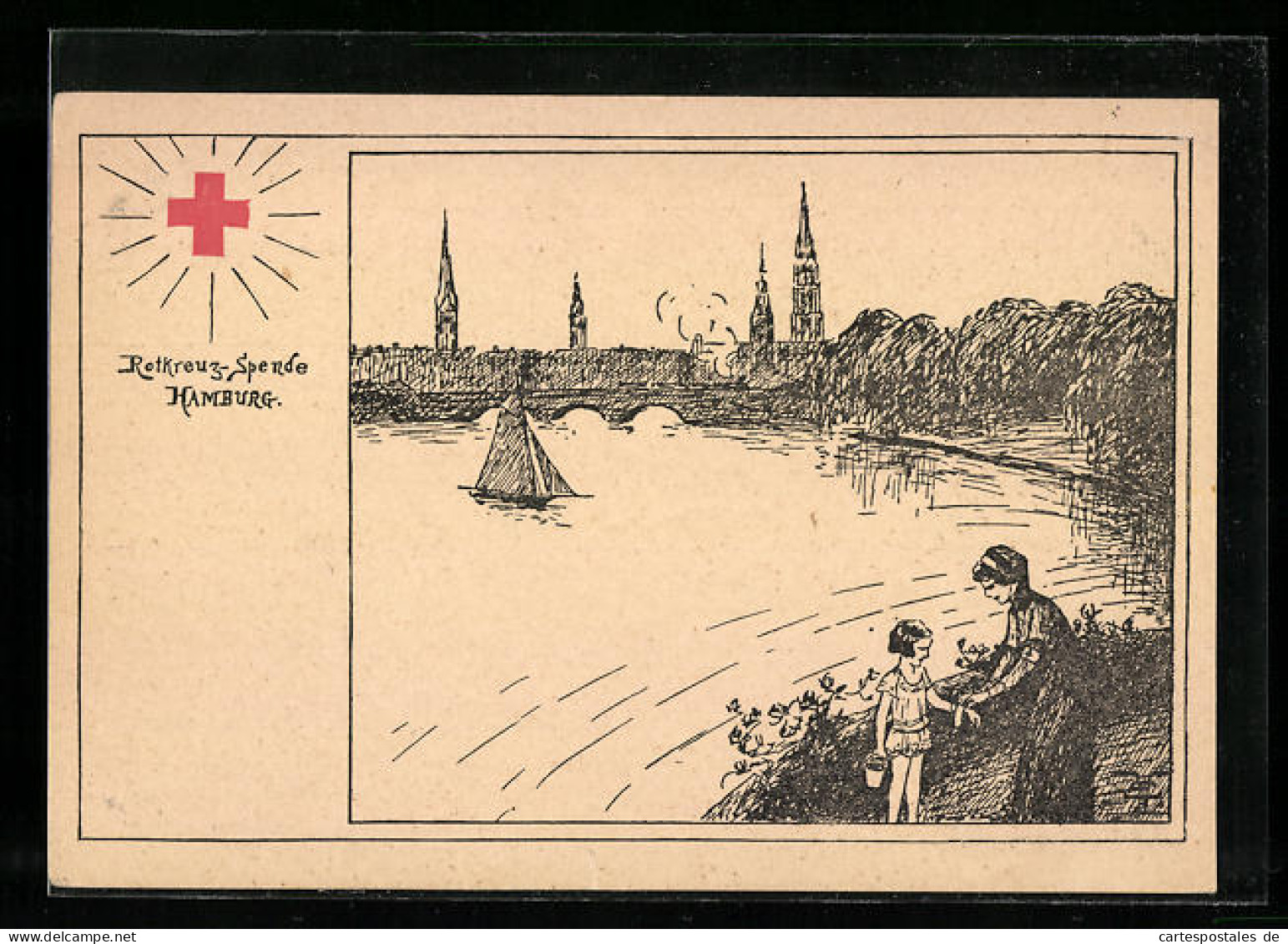 Künstler-AK Hamburg, Rotkreuz-Spende  - Red Cross