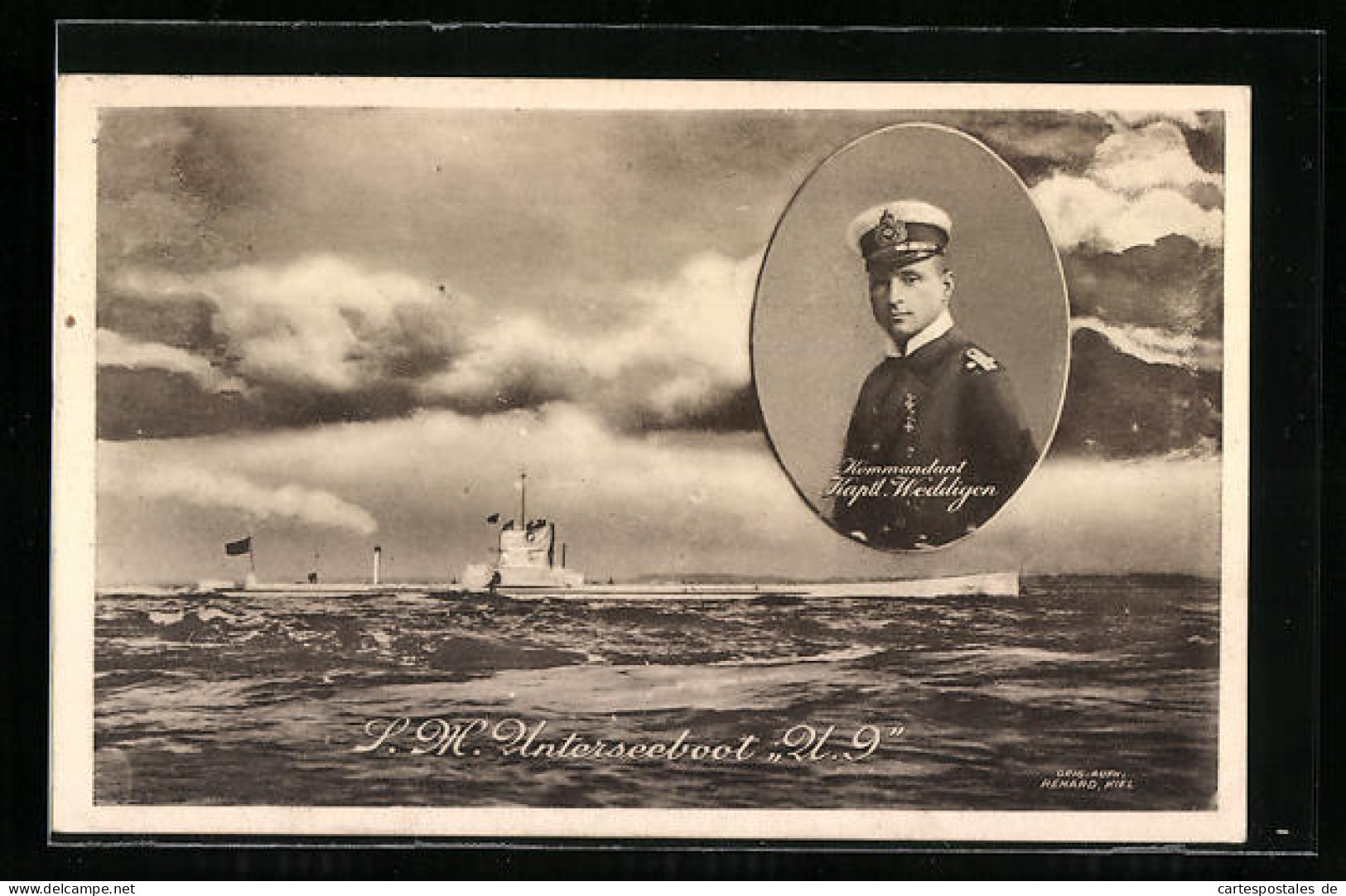AK SM Unterseeboot U9, Kommandant Kaptl. Weddigen  - Krieg