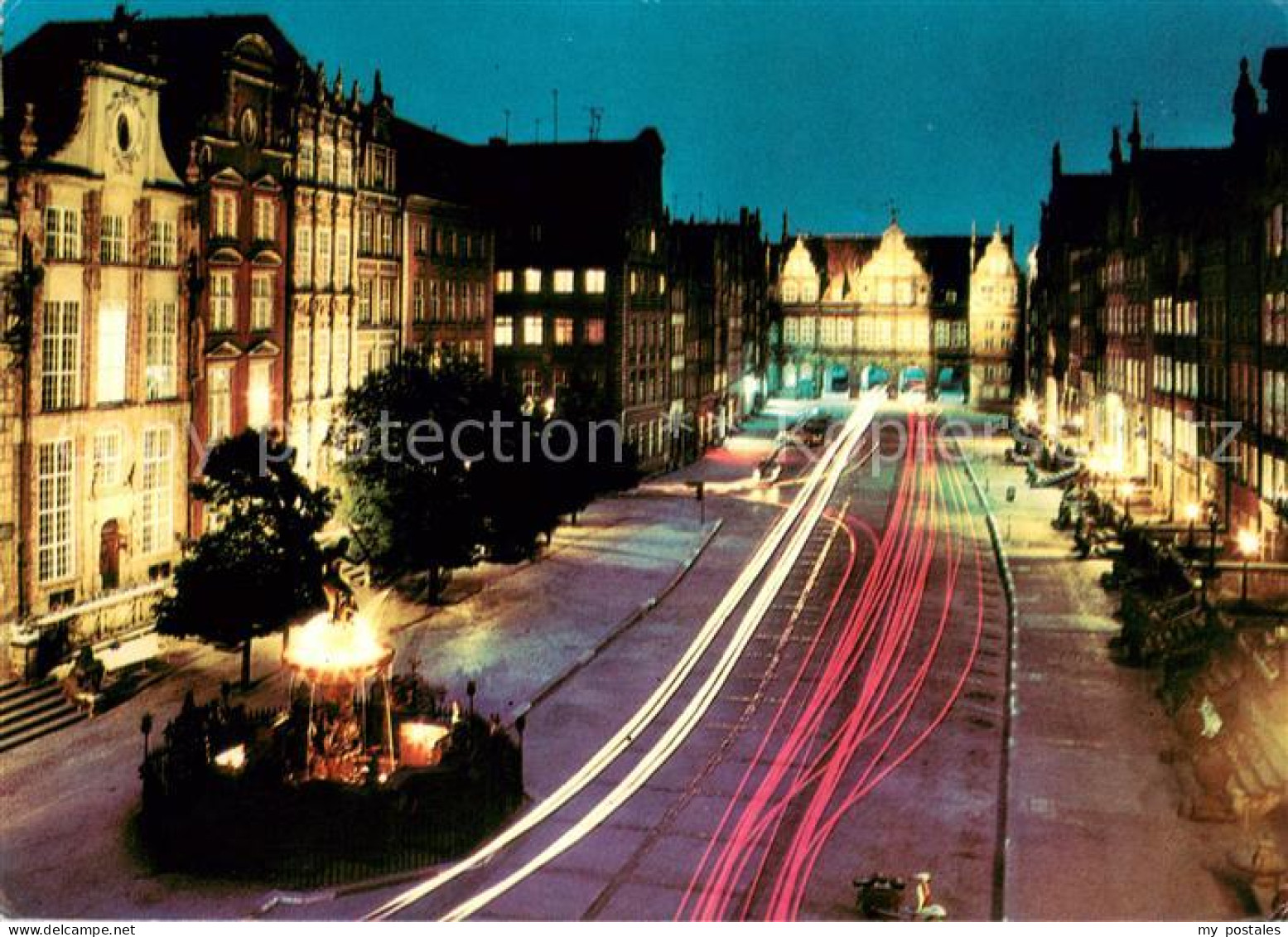 73619782 Gdansk Dlugi Targ Innenstadt Nachtaufnahme Gdansk - Pologne
