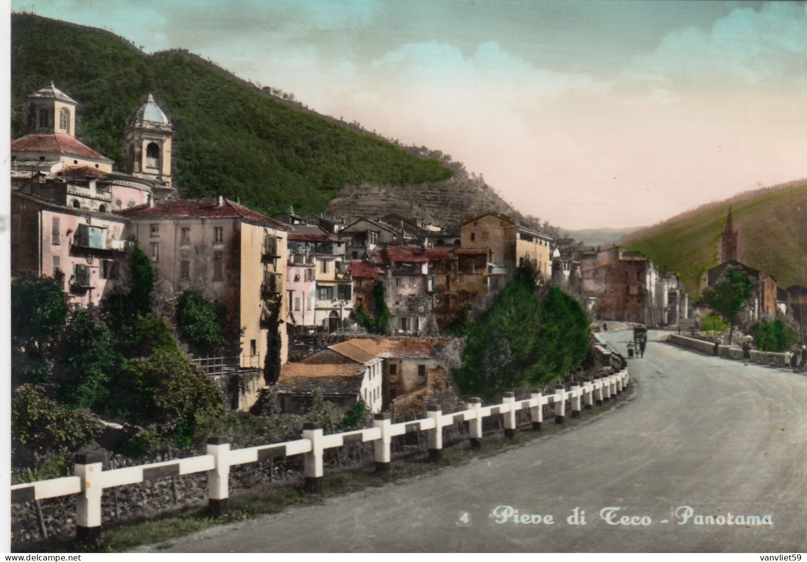 PIEVE DI TECO-IMPERIA-PANORAMA-CARTOLINA VERA FOTOGRAFIA-VIAGGIATA IL 27-8-1956 - Imperia