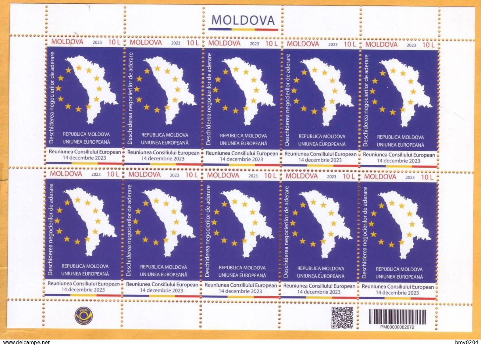 2023  Moldova  Sheet The Opening Of Accession Negotiations REPUBLIC OF MOLDOVA - EUROPEAN UNION  Mint - Europese Gedachte
