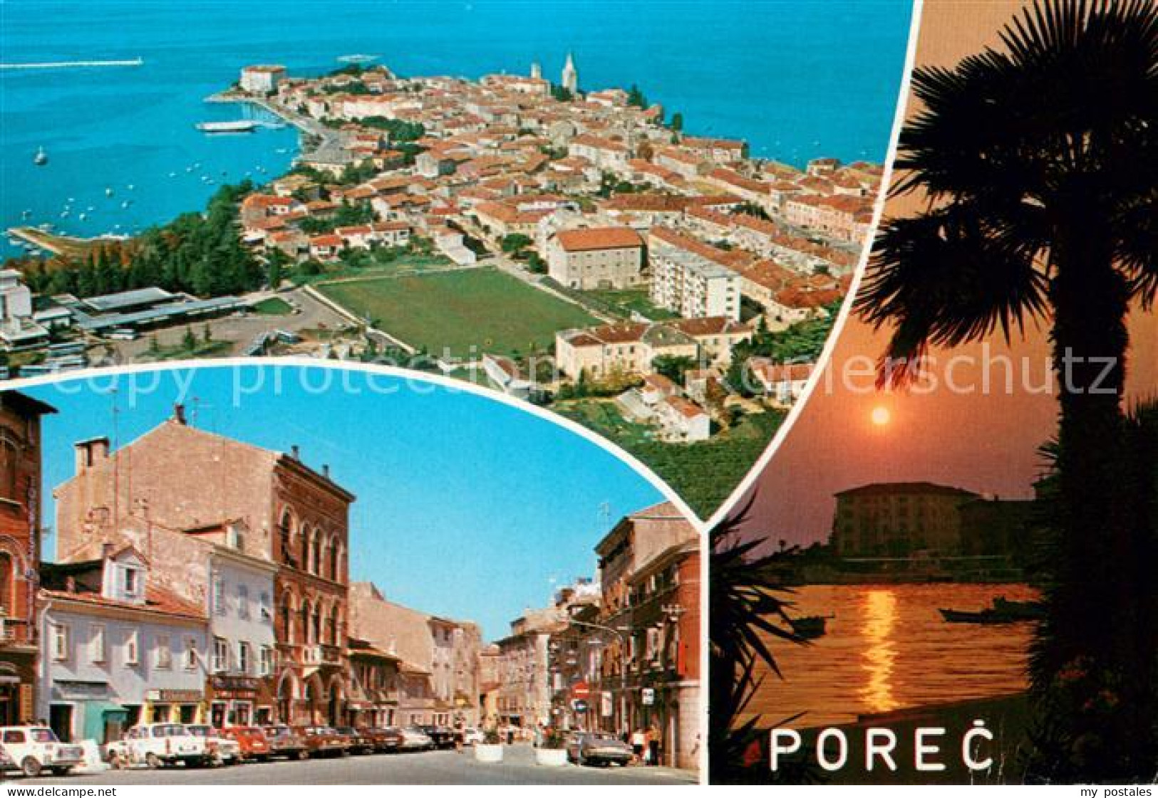 73619584 Porec Innenstadt Sonnenuntergang Fliegeraufnahme Porec - Croatia