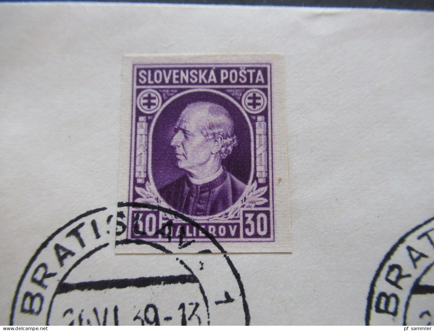 26.6.1939 Slowakei Slovensko MiF Mit CSR Marke Aufdruck Und 1x Ungezähnt Nr.38 Stempel Bratislava 4b - Covers & Documents