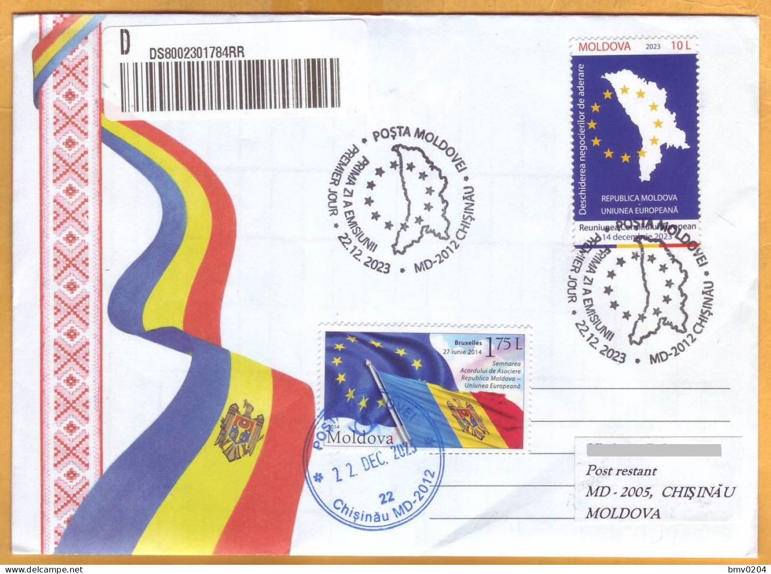 2023  Moldova FDC  Used The Opening Of Accession Negotiations REPUBLIC OF MOLDOVA - EUROPEAN UNION - Europese Gedachte