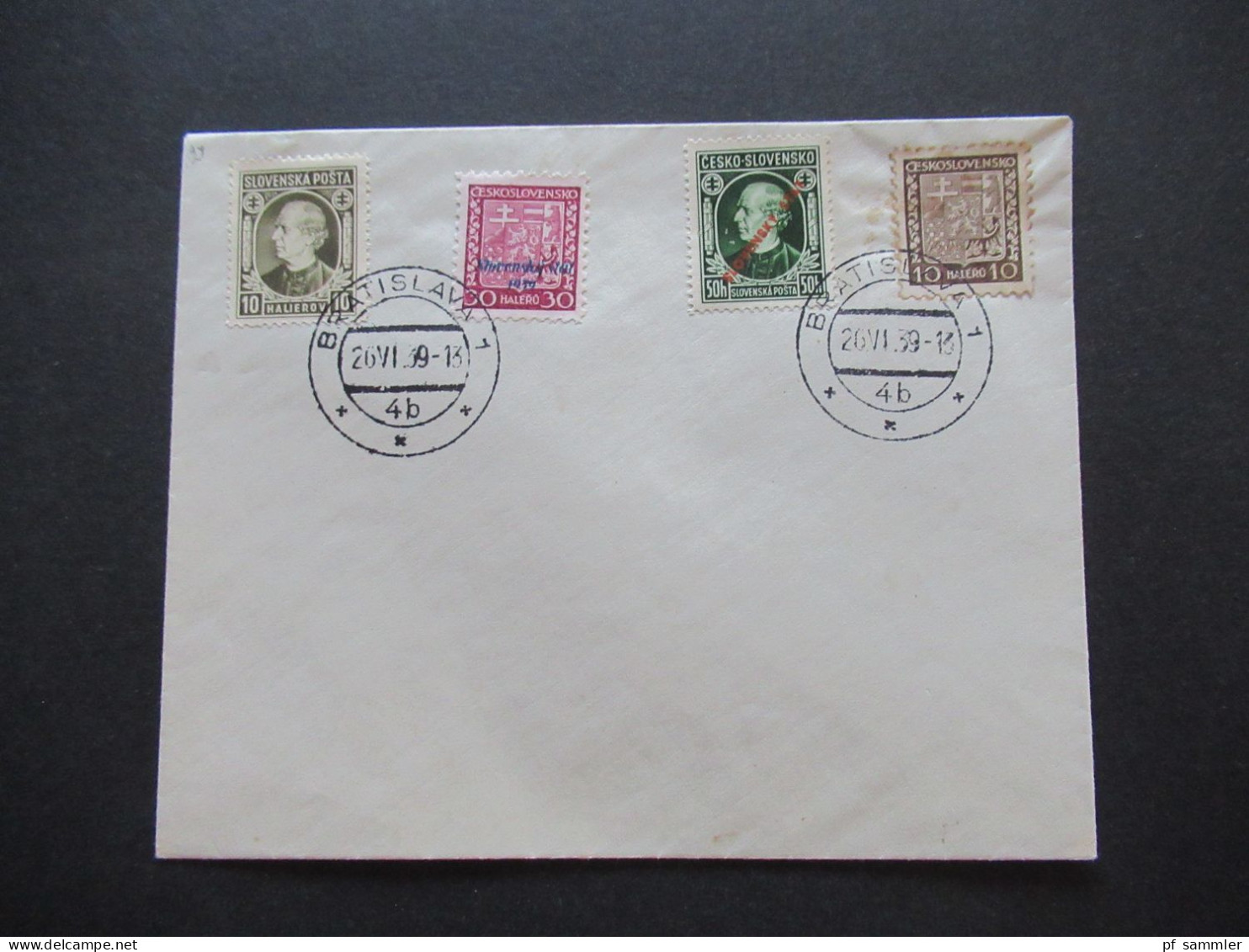 26.6.1939 Slowakei Slovensko MiF Mit CSR Marke Aufdruck Stempel Bratislava 4b - Covers & Documents