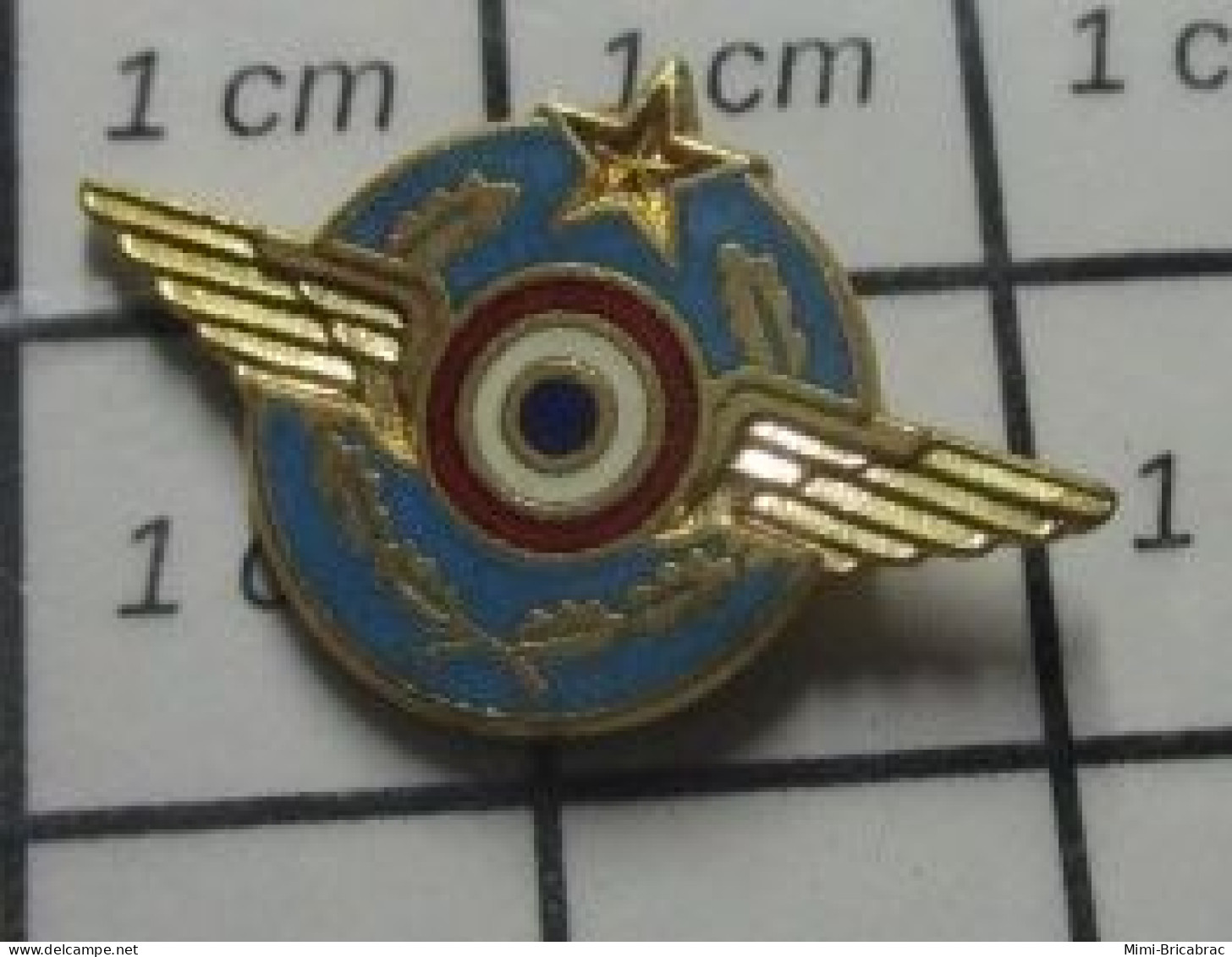 1022 Pin's Pins / Beau Et Rare : AVIATION / MINI PIN'S COCARDE AILES ETOILE Tout Le Folklore ! - Luftfahrt