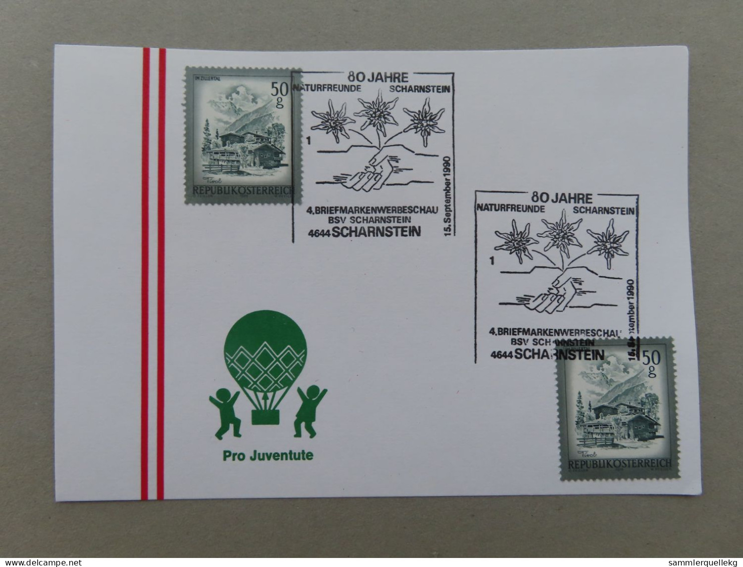 Österreich Pro Juventute - Mit Sonderstempel 15. September 1990 Scharnstein, 80 Jahre Naturfreunde Scharnstein (Nr.1278) - Other & Unclassified