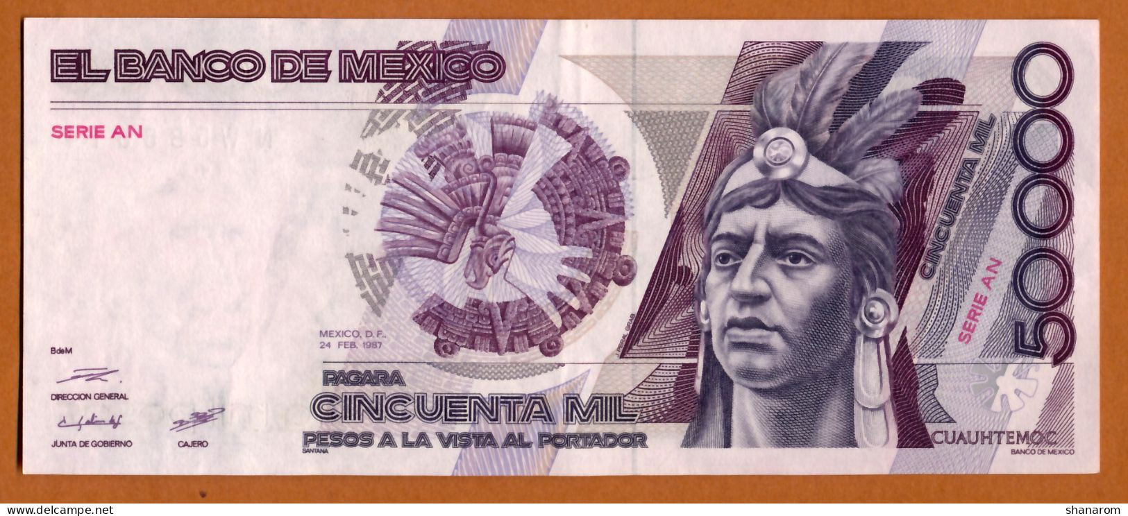 1987 // MEXIQUE // EL BANCO DE MEXICO // CINCUENTA MIL PESOS // SUP / XF - México