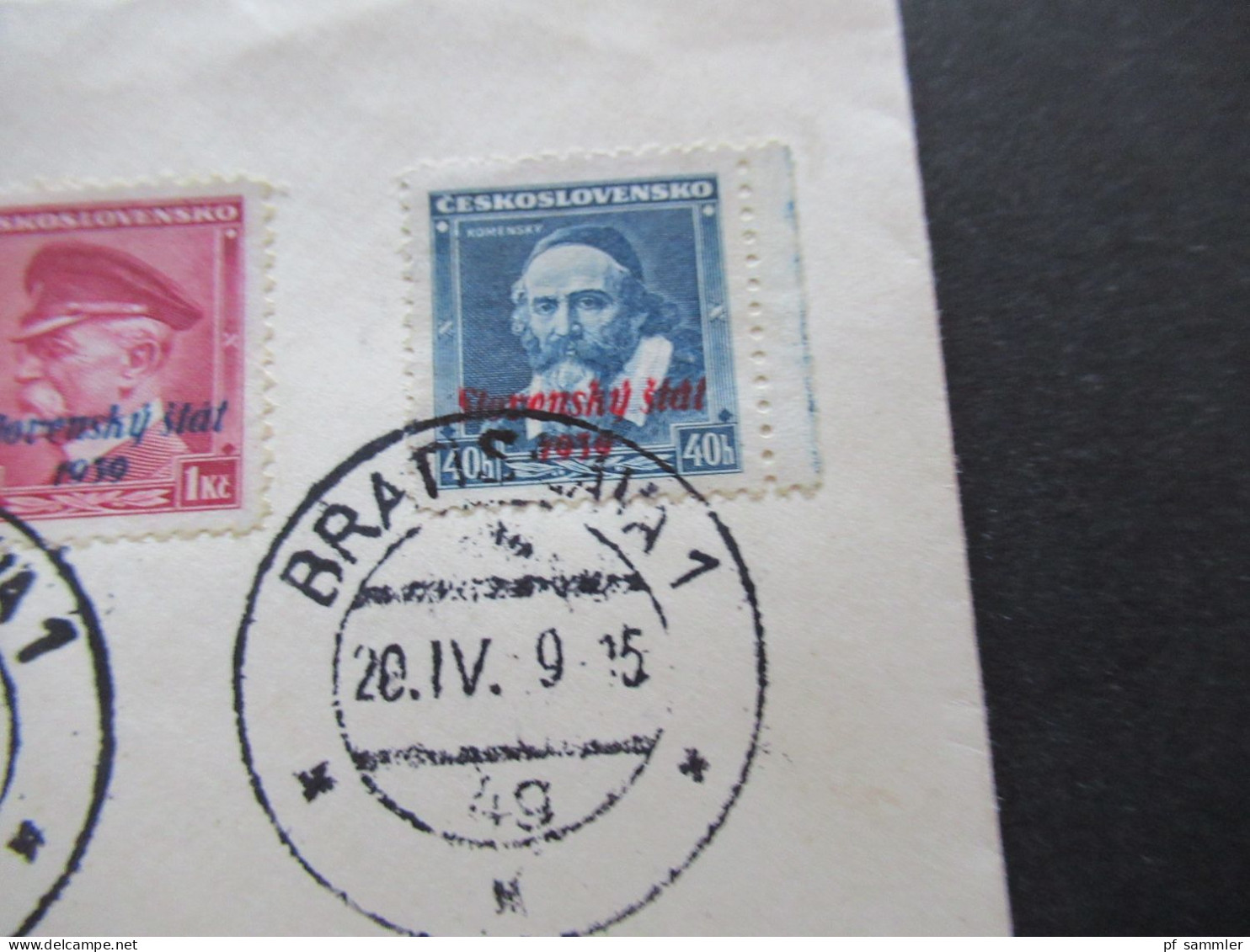 20.4.1939 Slowakei Slovensko MiF 6 Marken Mit Aufdruck Slovensky Stat Stempel Bratislava 4g Per Expres / Eilbrief - Brieven En Documenten