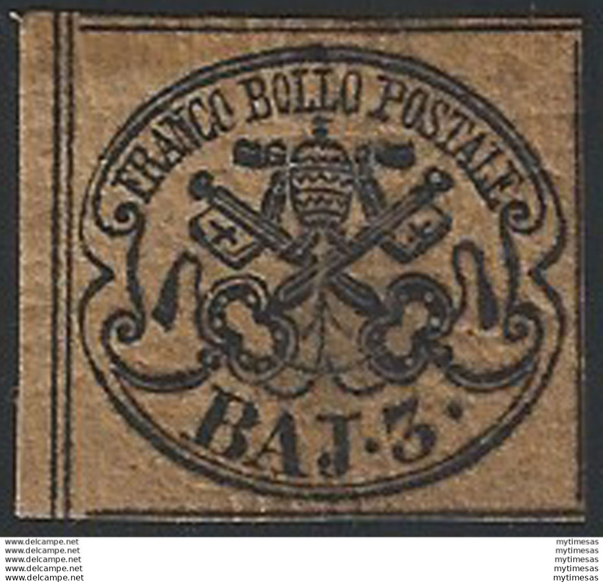 1852 Pontificio 3 Baj Camoscio MNH Sass N. 4c - Estados Pontificados