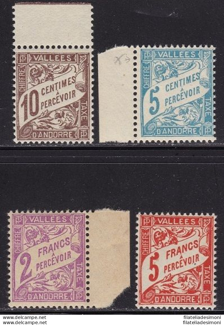1937-41 ANDORRA FRANCESE,  Tasse N° 17/20  4 Valori  MNH/** - Other & Unclassified