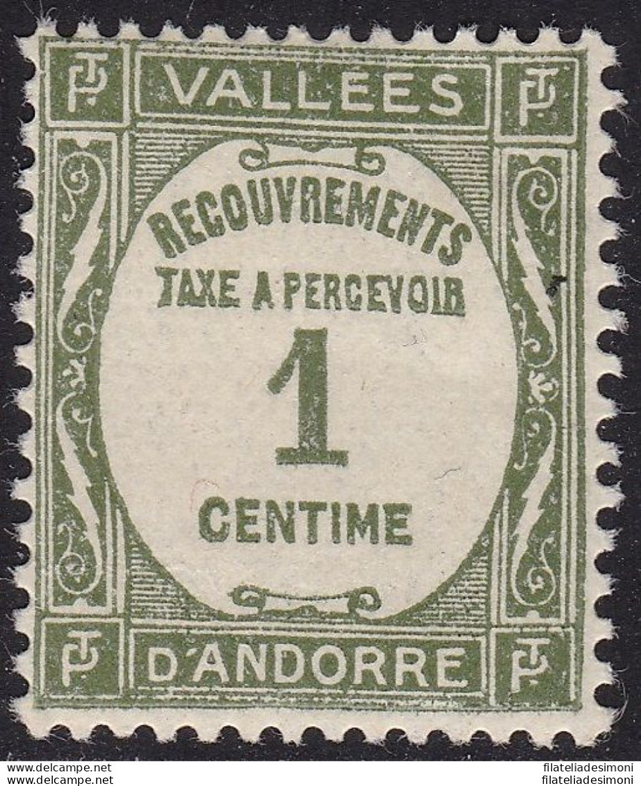 1935 ANDORRA FRANCESE,  Tasse N° 16  MNH/** - Andere & Zonder Classificatie