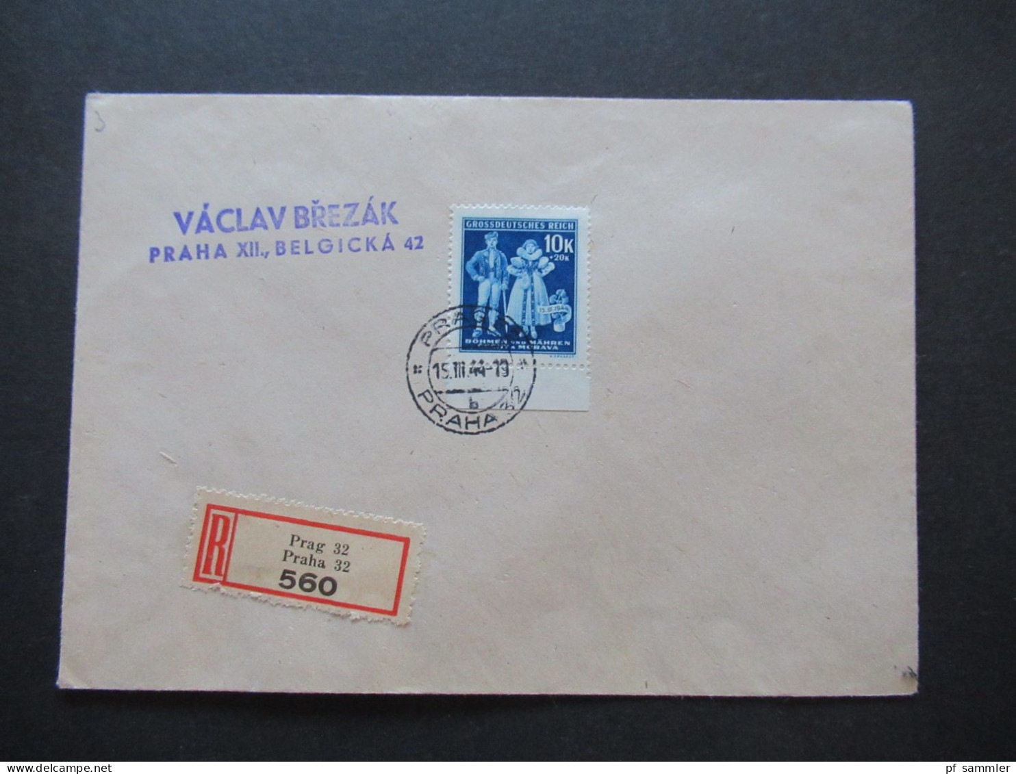 Böhmen Und Mähren 1944 Mi.Nr.135 Unterrandstück EF FDC Stempel Vom Ersttag 15.3.1944 Einschreiben Prag 32 - Covers & Documents