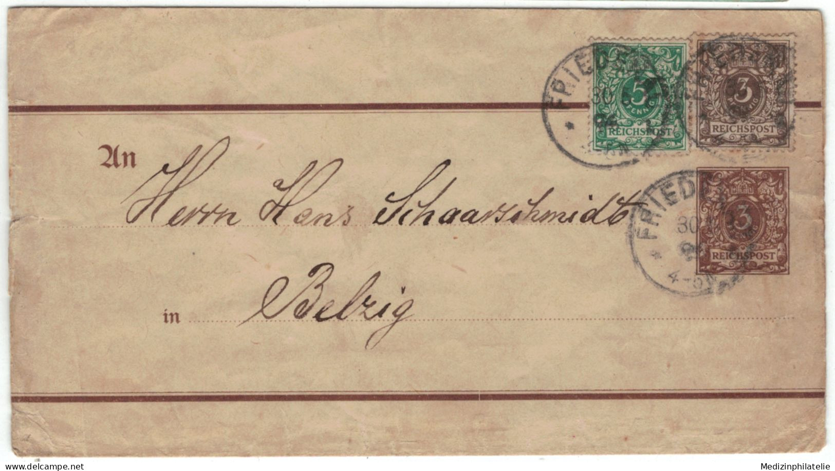 Zeitungsschleife Friedenau 1894 > Schaarschmidt Belzig - Covers & Documents