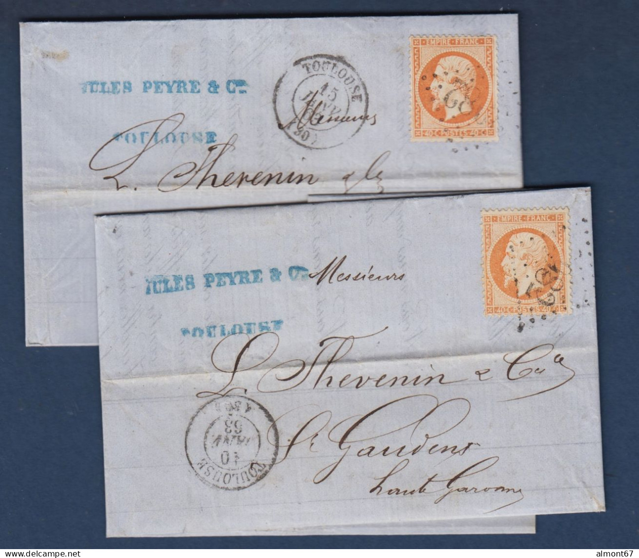 Lot De 2 Lettres Avec Napoléon N° 23 - 1862 Napoléon III