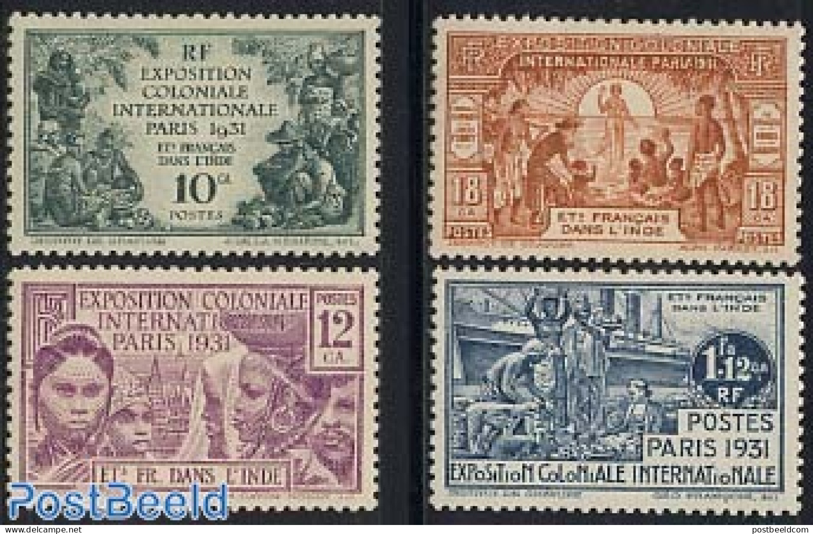 French India 1931 Colonial Exposition 4v, Mint NH, History - Transport - Ships And Boats - Neufs
