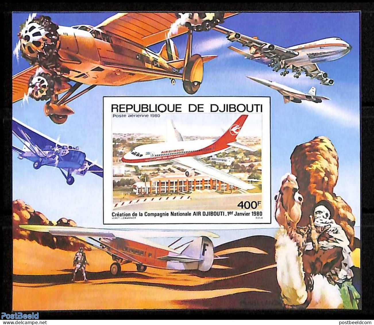 Djibouti 1980 Air Djibouti S/s Imperforated, Mint NH, Transport - Concorde - Aircraft & Aviation - Concorde