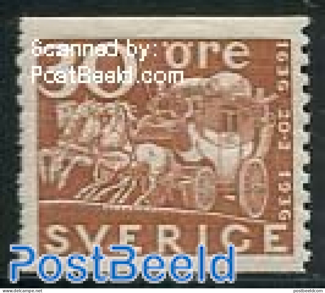 Sweden 1936 30o, Stamp Out Of Set, Unused (hinged), Nature - Transport - Horses - Coaches - Ungebraucht