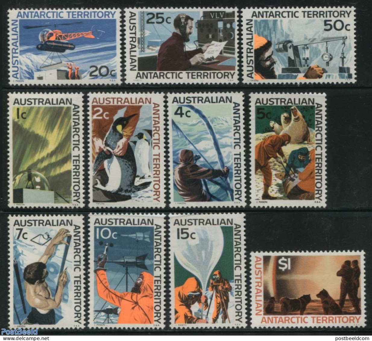 Australian Antarctic Territory 1966 Definitives 11v, Mint NH, Nature - Science - Transport - Dogs - Penguins - Sea Mam.. - Elicotteri