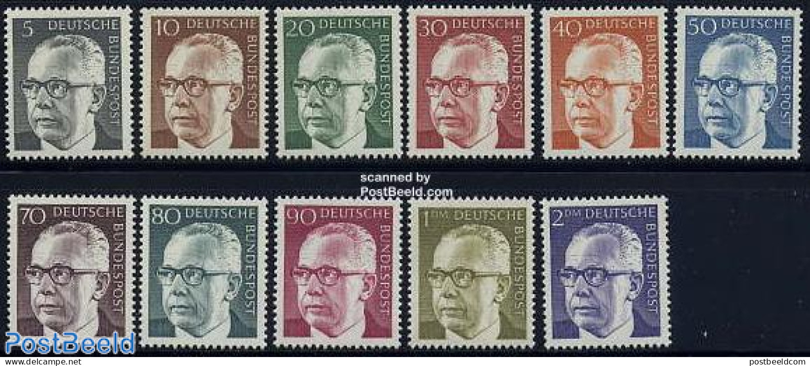 Germany, Federal Republic 1970 Definitives, Heinemann 11v, Mint NH - Neufs