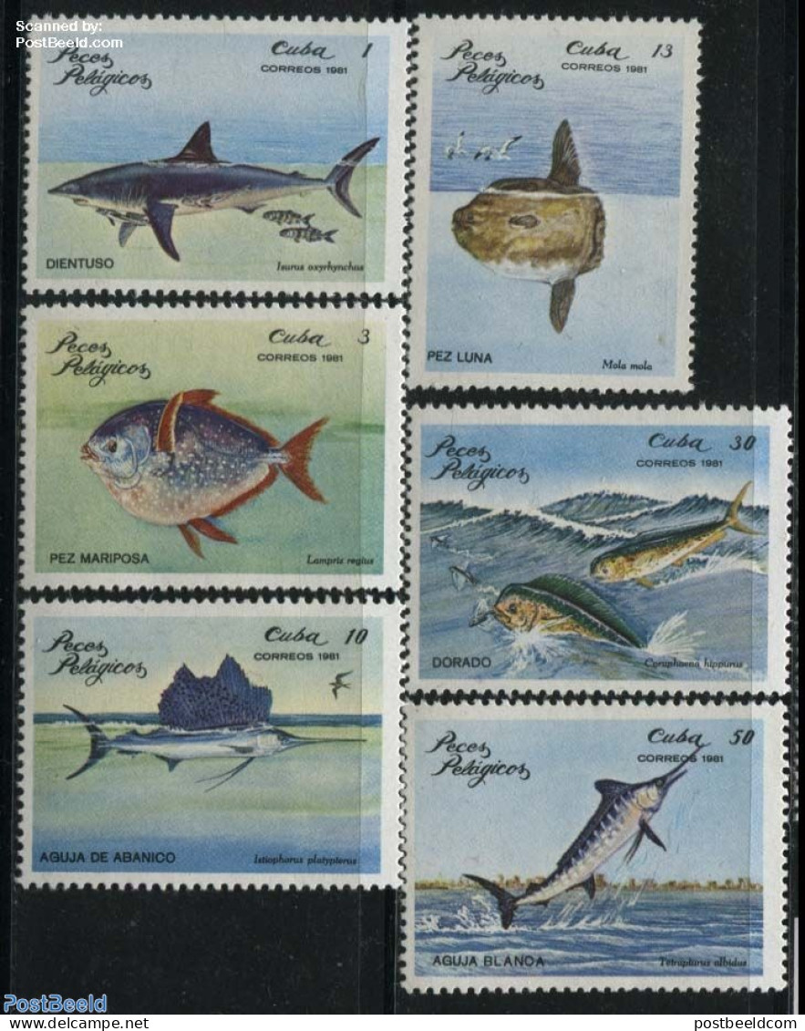 Cuba 1981 Sea Fish 6v, Mint NH, Nature - Various - Fish - Lighthouses & Safety At Sea - Ongebruikt