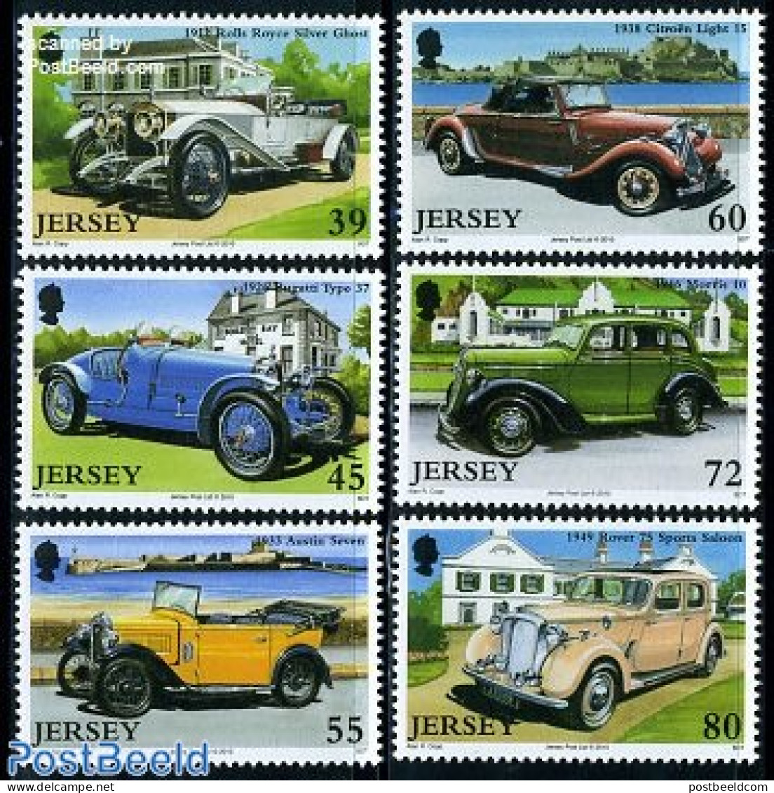 Jersey 2010 Vintage Cars 6v, Mint NH, Transport - Automobiles - Autos
