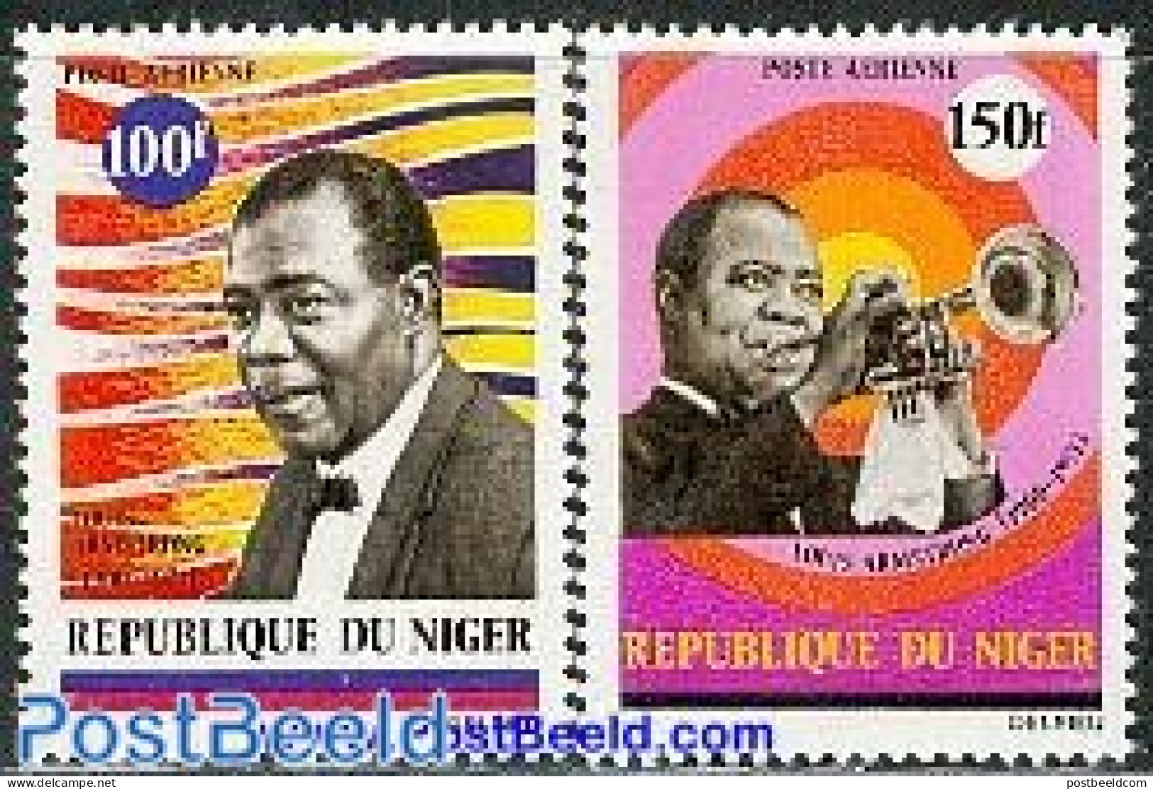 Niger 1971 Louis Armstrong 2v, Mint NH, Performance Art - Jazz Music - Music - Popular Music - Musique