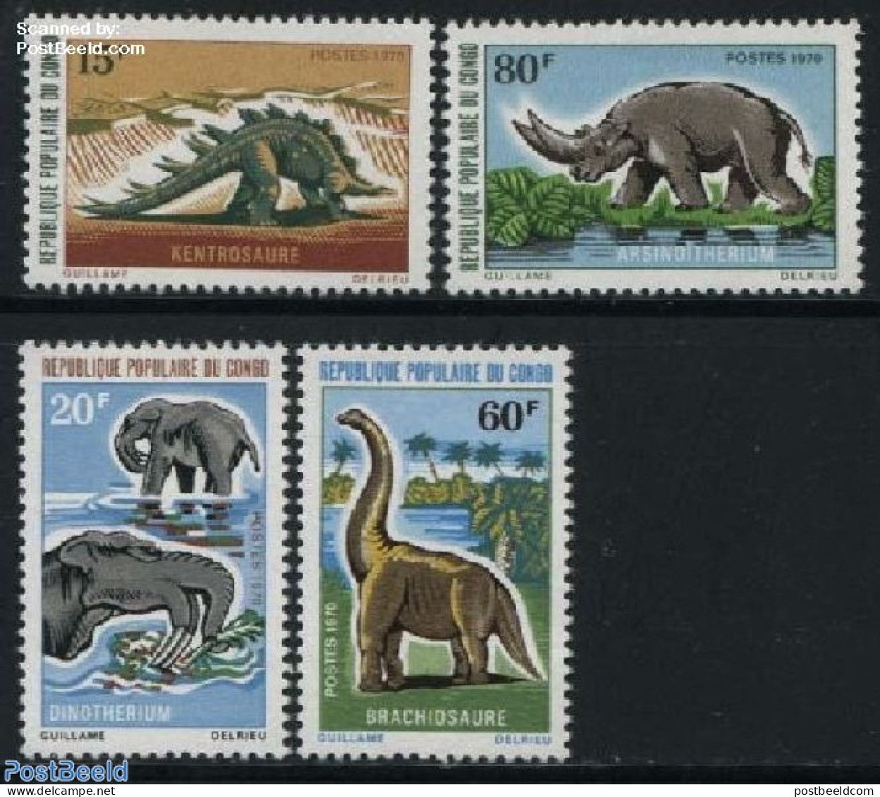 Congo Republic 1970 Prehistoric Animals 4v, Mint NH, Nature - Elephants - Prehistoric Animals - Prehistorics