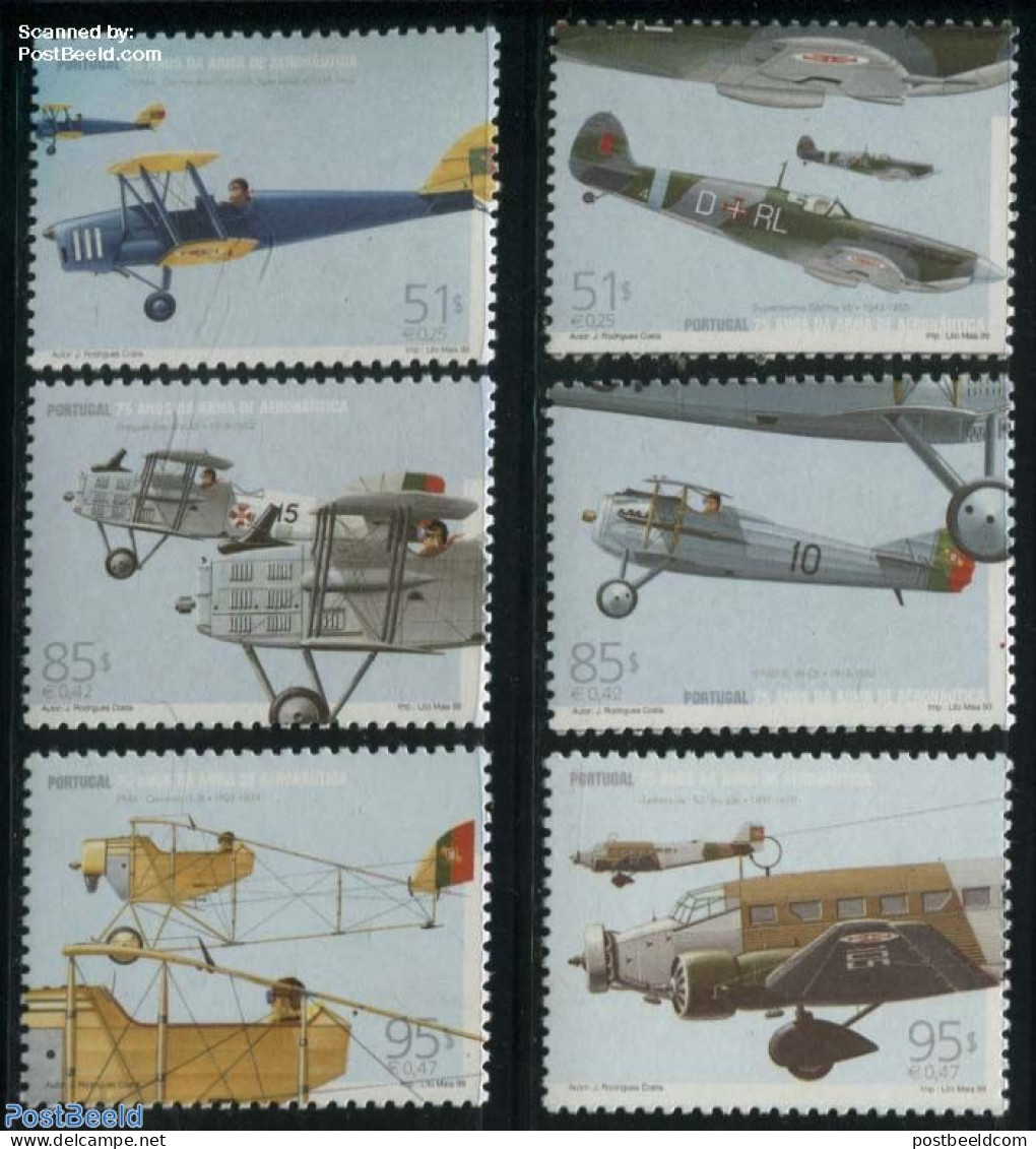 Portugal 1999 Military Aeroplanes 6v, Mint NH, Transport - Aircraft & Aviation - Unused Stamps