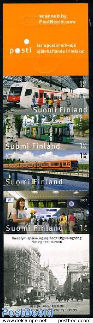 Finland 2007 Public Transport 4v S-a In Booklet, Mint NH, Transport - Stamp Booklets - Railways - Trams - Art - Bridge.. - Neufs