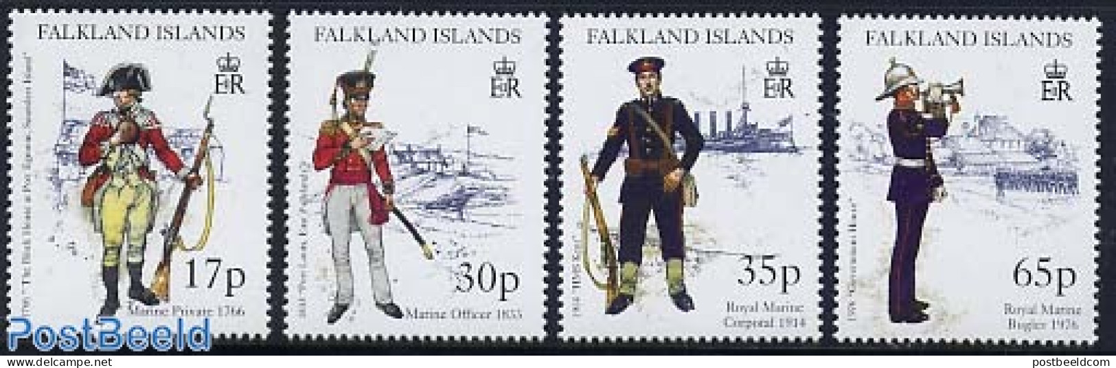 Falkland Islands 1998 Royal Navy 4v, Mint NH, Transport - Various - Ships And Boats - Uniforms - Boten